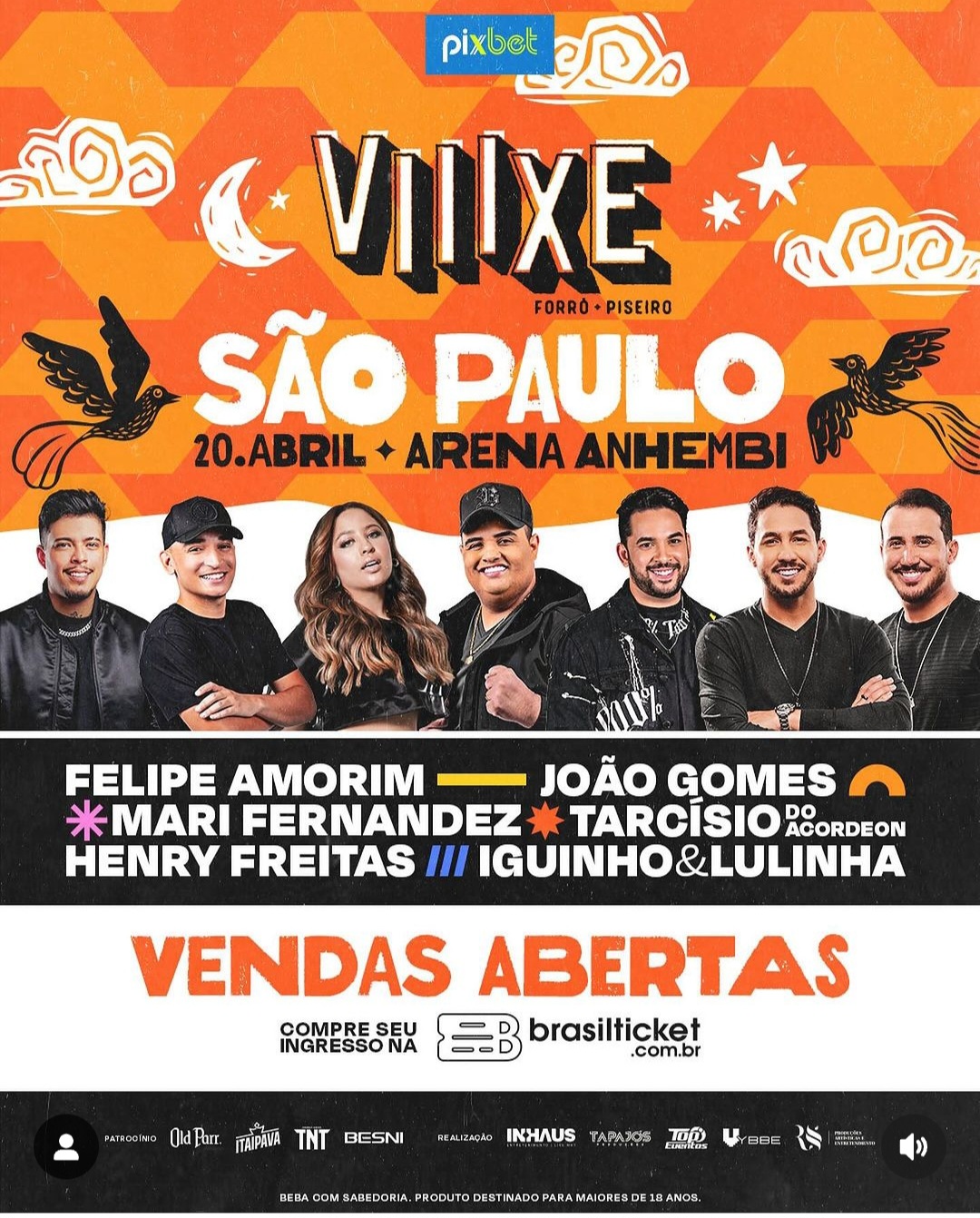 Mari Fernandez, Felipe Amorim, João Gomes, Iguinho e Lulinha, Tarcísio  Acordeon e Henry Freitas são as atrações do Viiixe São Paulo na Arena  Anhembi - Revista Papagaio